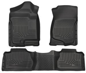 GMC Sierra Floor Liners - Front + Rear - Husky Liners - WeatherBeater Combo - Black - `07-`12